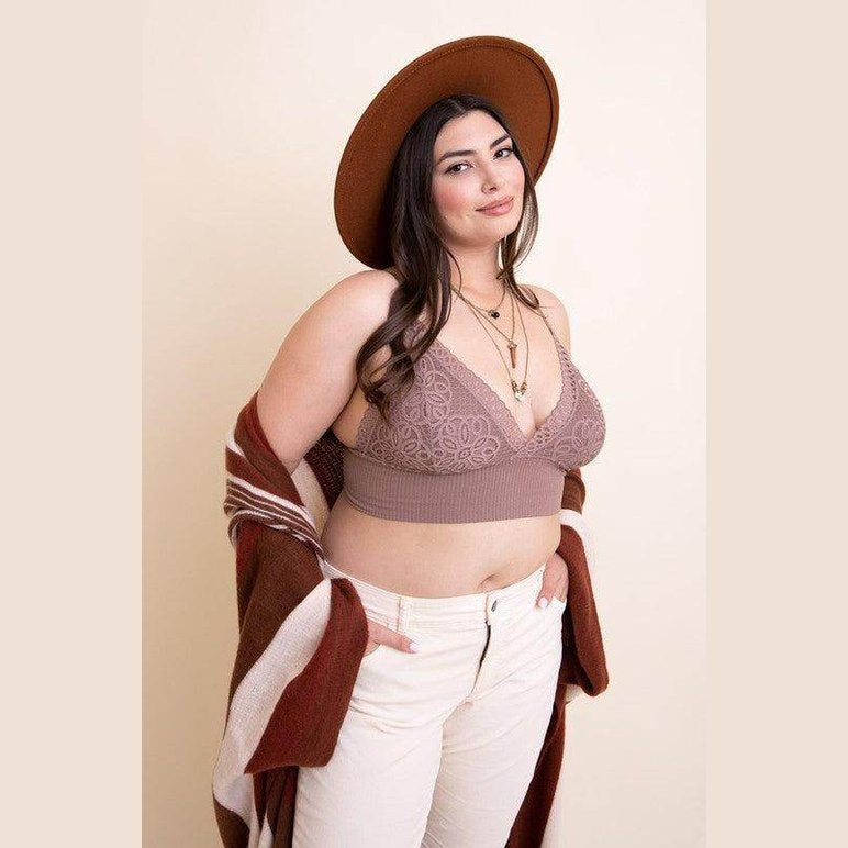 Plus Size Waistband Loop Lace Brami - VacationGrabs