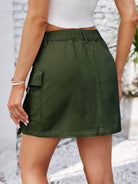 Pocketed Buttoned Denim Skirt - VacationGrabs