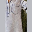 Pocketed Collared Neck Short Sleeve Denim Dress - VacationGrabs