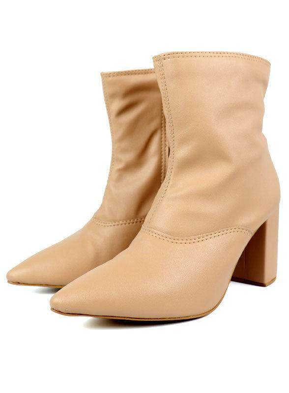 Pointed Toe Bootie with a Block Heel - VacationGrabs