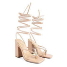 Pole Dance Lace Up Block Heeled Sandal - VacationGrabs