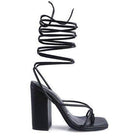 Pole Dance Lace Up Block Heeled Sandal - VacationGrabs