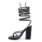 Pole Dance Lace Up Block Heeled Sandal - VacationGrabs