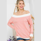 e Luna polka dot off shoulder top in peach with a relaxed fit and stylish design