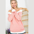 Women's pink polka dot off shoulder top by e Luna with long sleeves and casual style