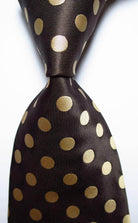 Polka Dot Ties For Men 100% Silk Necktie Set Gold Green - VacationGrabs