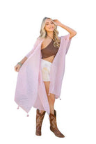 Pom Trimmed Jacquard Kimono - VacationGrabs
