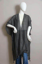 Pom Trimmed Jacquard Kimono - VacationGrabs