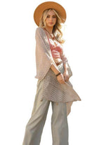 Pom Trimmed Jacquard Kimono - VacationGrabs