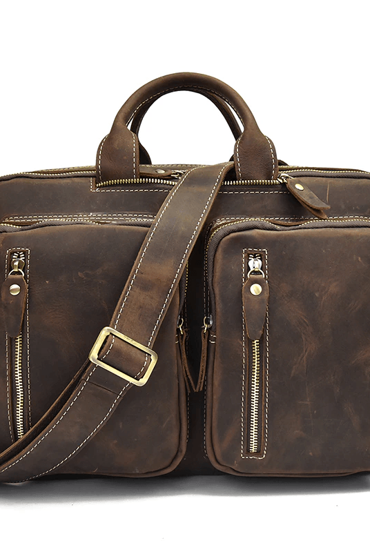 Luggage & Bags - Briefcases Premium Genuine Leather Backpack Briefcase 2-In-1 Combo In...