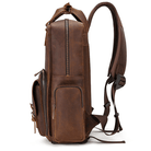 Premium leather camera backpack with multiple pockets and padded straps for comfort and storage