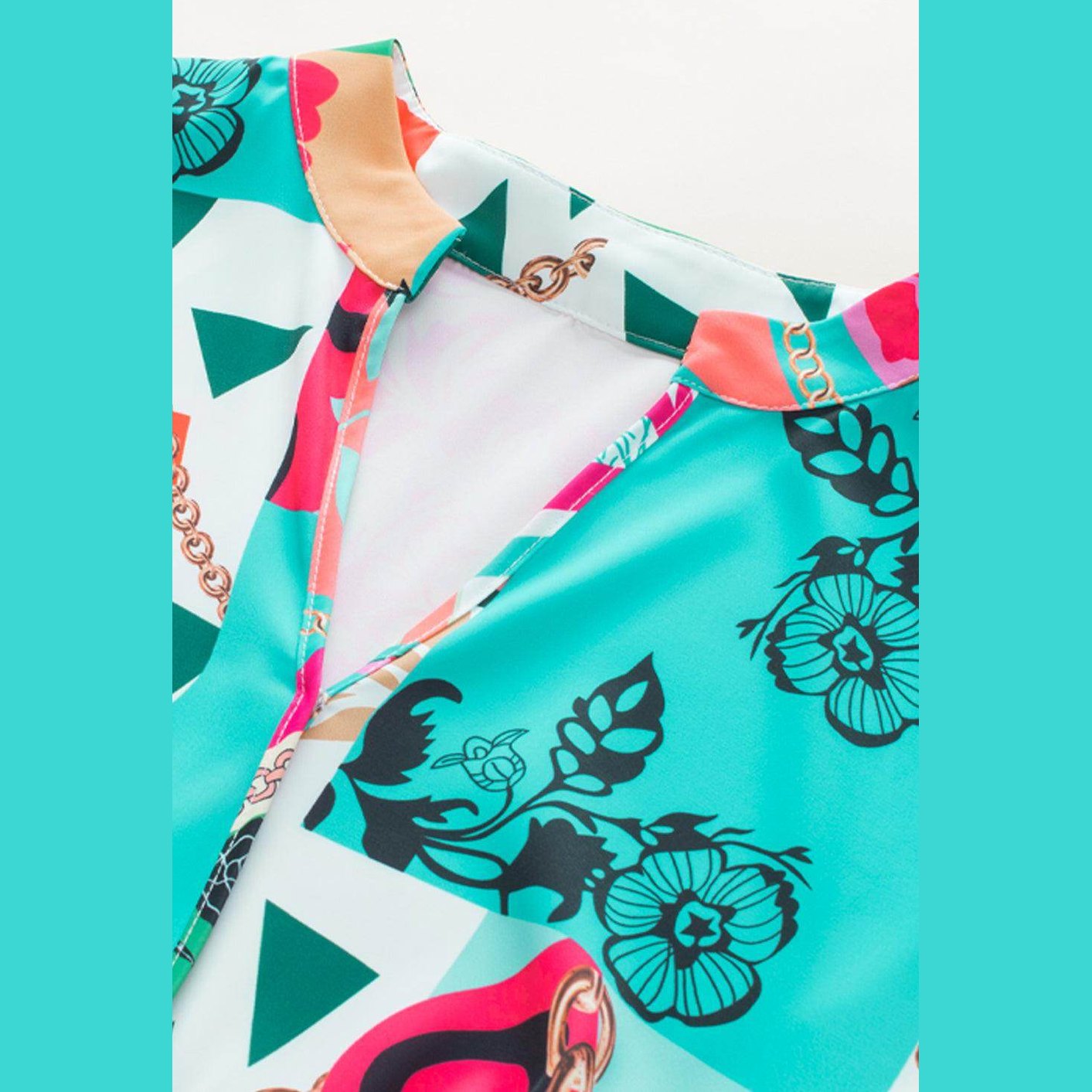 Printed Surplice Half Sleeve Mini Dress - VacationGrabs