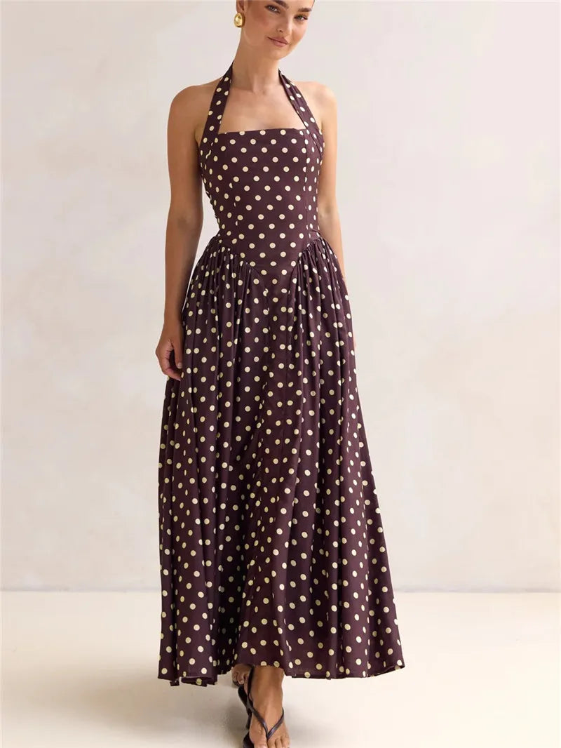 brown halter polka dot dress Neck Women’s Maxi Size:SHOE US 8 Do Not Bleach mogulbyetsy How to Cover Up