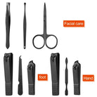 VacationGrabs professional nail grooming set for men with black nail clippers and grooming tools for facial, hand, and foot care