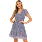 Puff Sleeve Faux Wrap Mini Dress With Ruffle - VacationGrabs