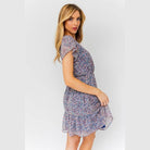 Puff Sleeve Faux Wrap Mini Dress With Ruffle - VacationGrabs