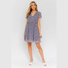 Puff Sleeve Faux Wrap Mini Dress With Ruffle - VacationGrabs