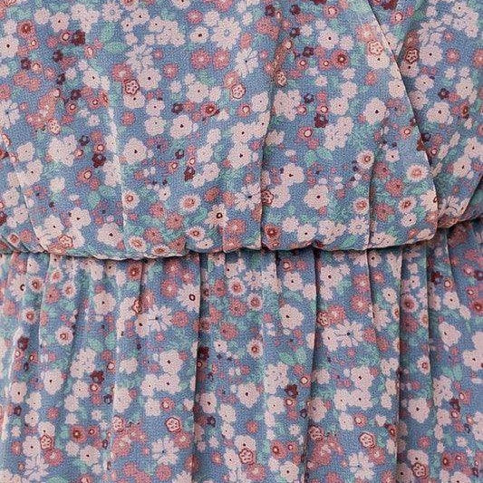 Puff Sleeve Faux Wrap Mini Dress With Ruffle - VacationGrabs