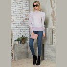 Andante USA Puff Sleeve Top for Casual Outings in Light Purple with Stylish Knit Design