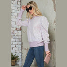 Andante USA women's puff sleeve top for casual outings in light lavender with relaxed fit