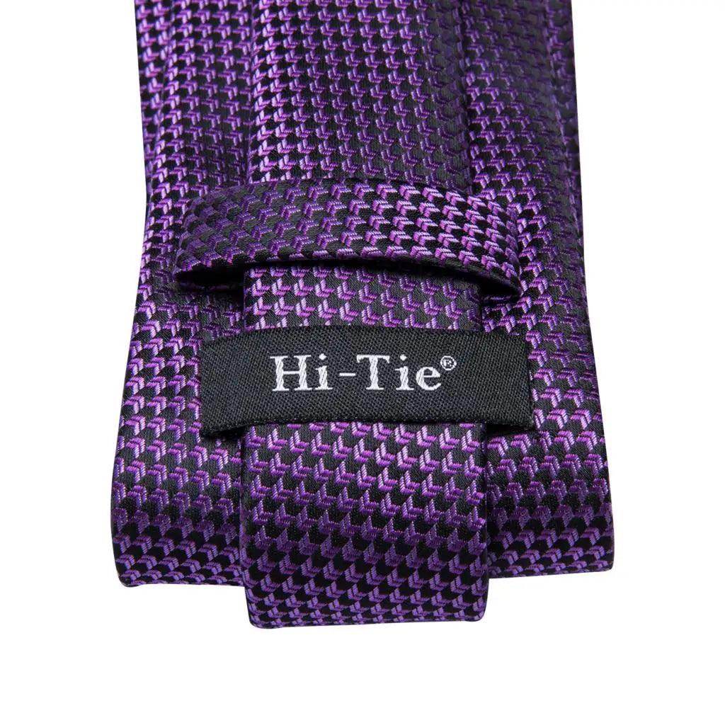 Men's Accessories - Ties Purple Mens Necktie Luxury Silk Tie Handkerchief Cufflinks Brooch Gift Set For Men