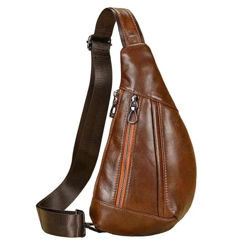 Quality leather lightweight backpack in brown for everyday use