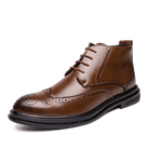 Stylish brown quality leather oxford shoes with wingtip design and elegant stitching for men