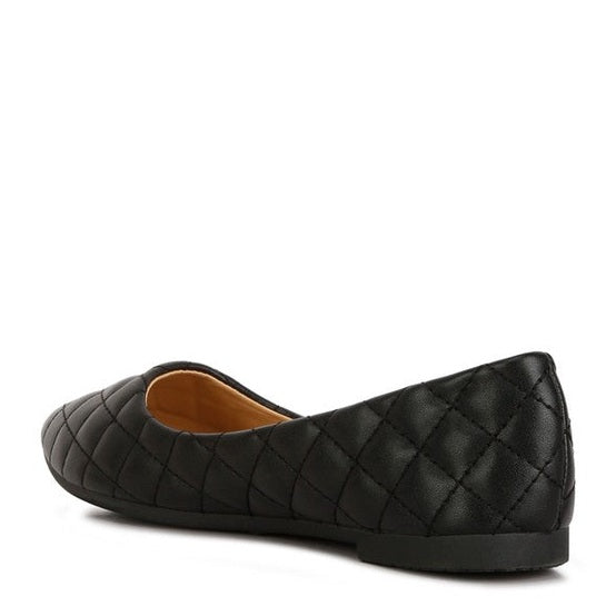 Rag Company black quilted ballet flats for women with cushioned interior and flexible sole