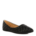 Rag Company black quilted ballet flats for women with pointed toe and cushioned interior