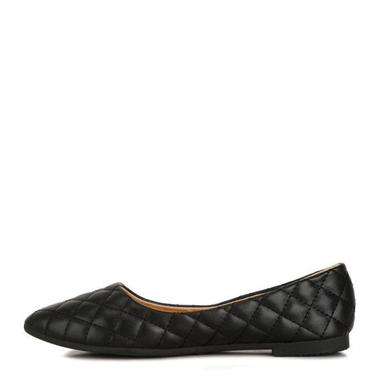 Rag Company black quilted ballet flats for women with cushioned insole and flat sole