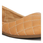 Rag Company tan quilted ballet flats for women with stitched grid pattern and cushioned sole