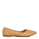 Rag Company tan quilted ballet flats for women with diamond stitch pattern and flat sole
