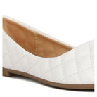 Rag Company white quilted ballet flats for women with cushioned interior and brown sole