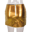 Red Iphigenia quilted warm mini skirt in shiny gold with stylish zip detail for a trendy look
