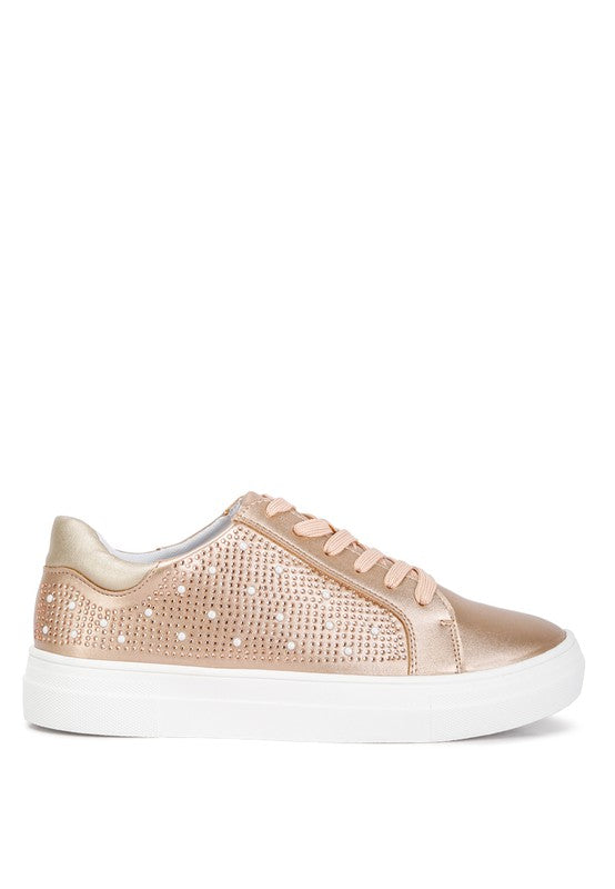 Women's gold metallic rack room sneakers for casual wear