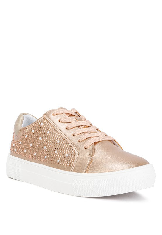 Women's rose gold Rack Room sneakers for casual, stylish wear