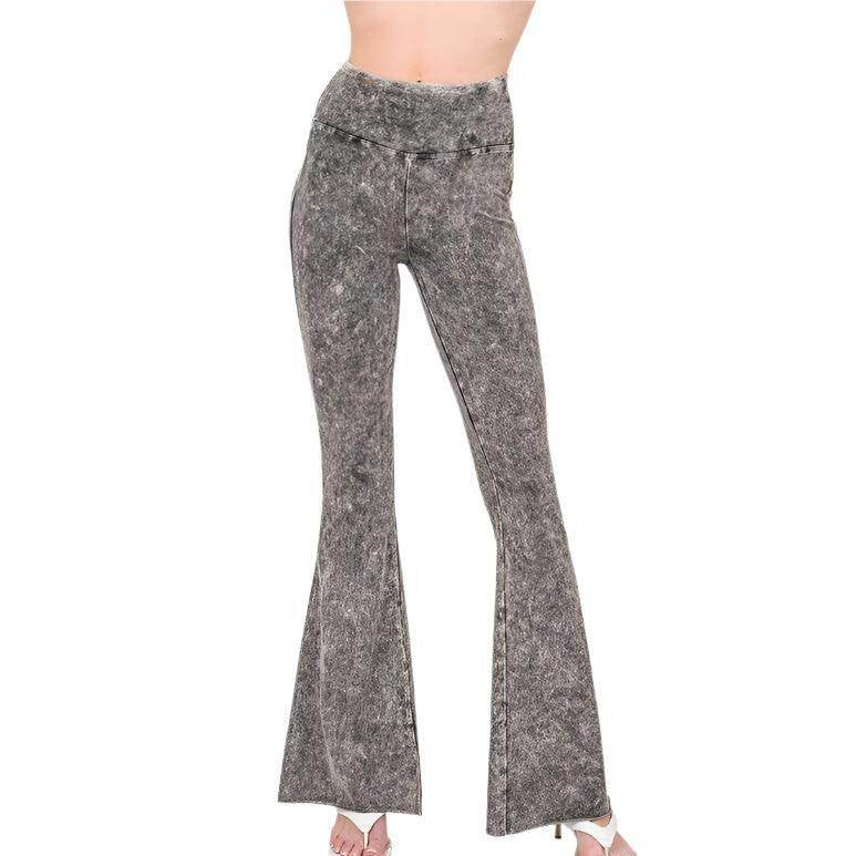 ZENANA Women's Flared Jeans with Raw Edge Hem Trousers for a Trendy Casual Look