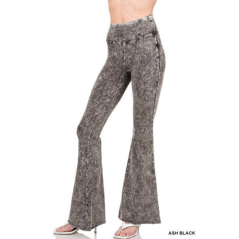 ZENANA Women's Ash Black Raw Edge Hem Trousers with Flared Leg Design for a Modern Look