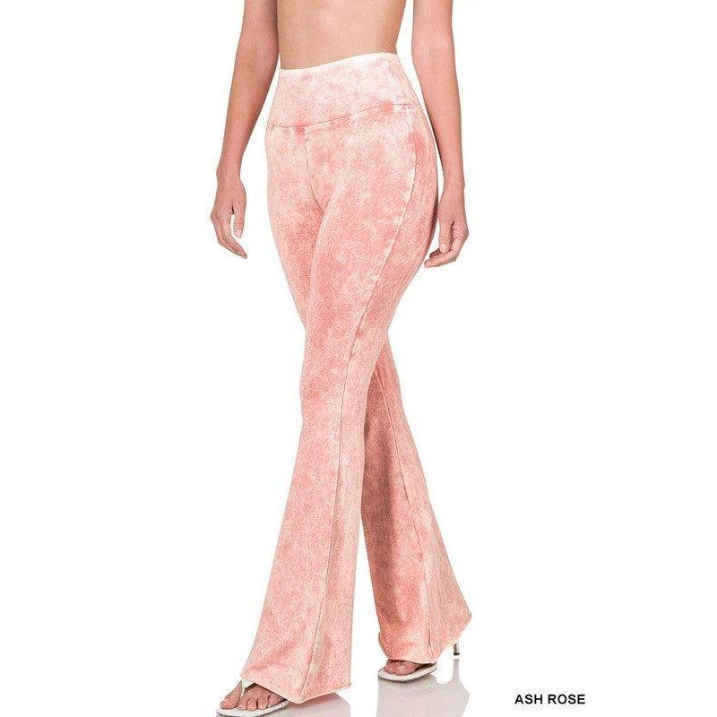 ZENANA Women's Flared Ash Rose Raw Edge Hem Trousers for a stylish and modern look