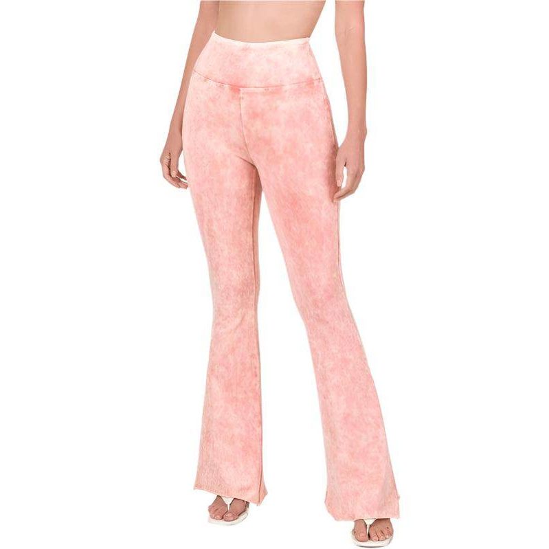 ZENANA Women's Pink Raw Edge Hem Trousers with a Flared Leg Design for Stylish Comfort