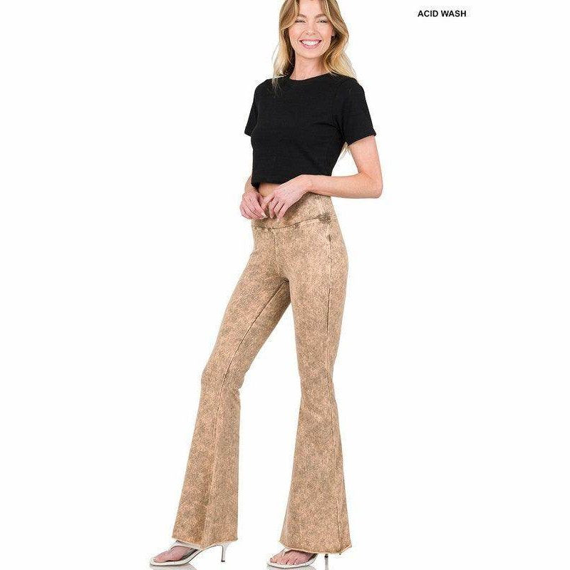 ZENANA Women's Acid Wash Jeans featuring a flattering fit and raw edge hem trousers for a trendy look