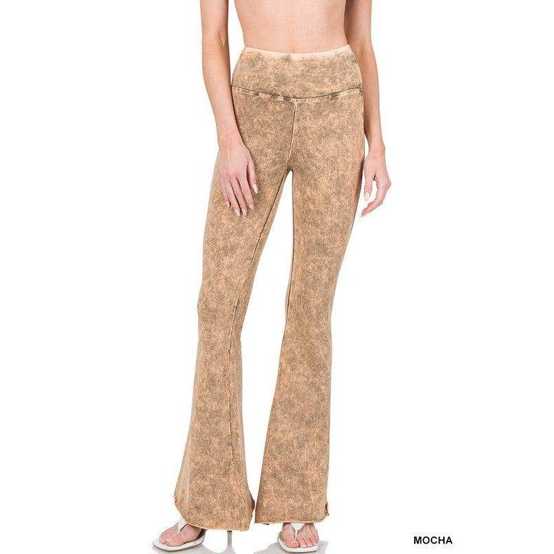 ZENANA Women's Mocha Raw Edge Hem Trousers with Flared Design for Comfortable Styling