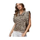 Raw Hem Ruffled Cap Sleeve Denim Jacket - VacationGrabs