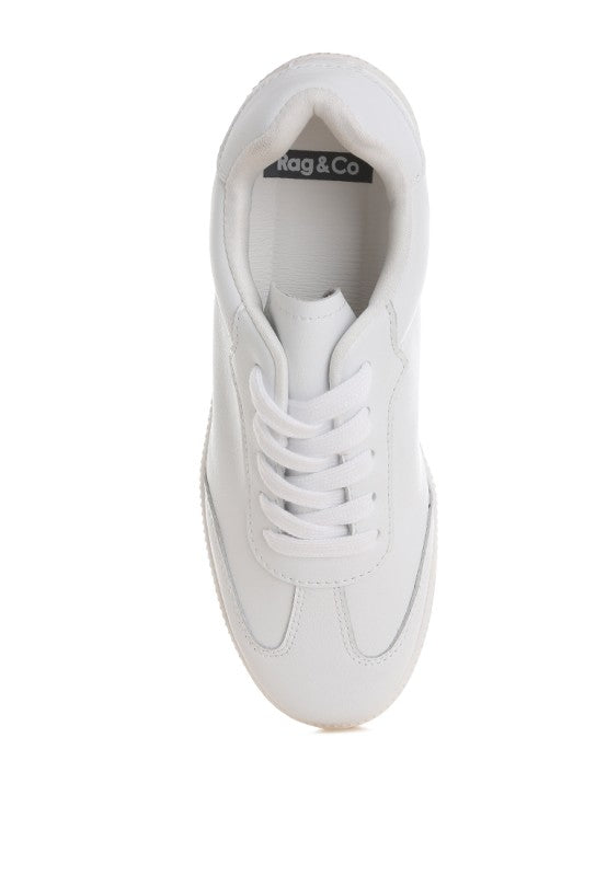 Rag Company women's white real leather casual sneakers for everyday wear