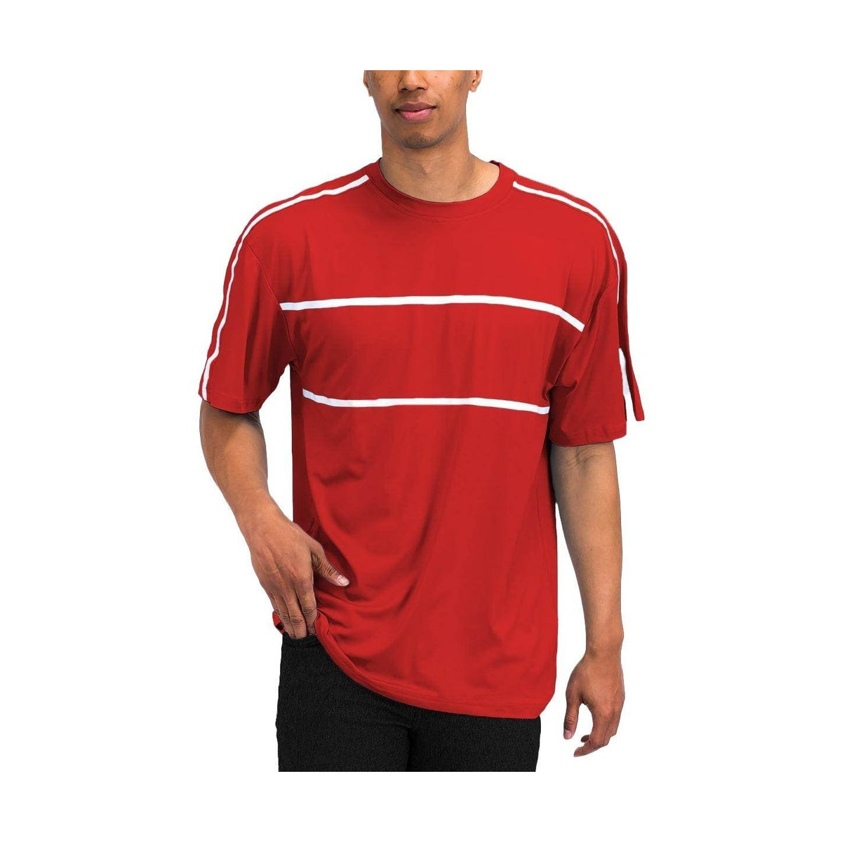 Red Jordan Solid Tape Tshirt - VacationGrabs