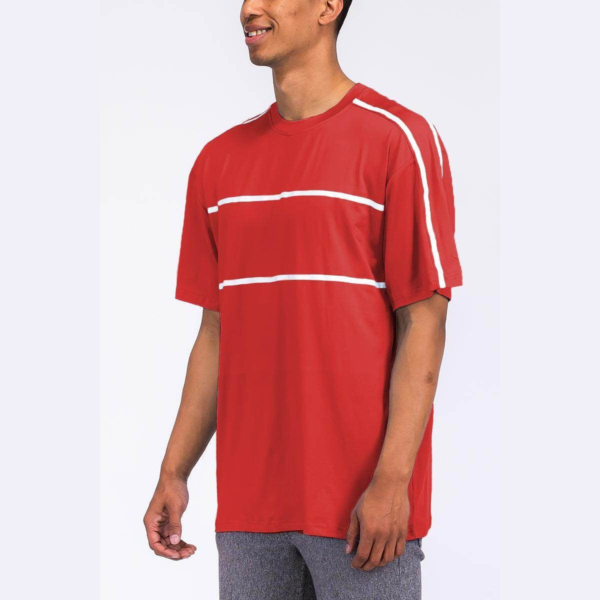 Red Jordan Solid Tape Tshirt - VacationGrabs