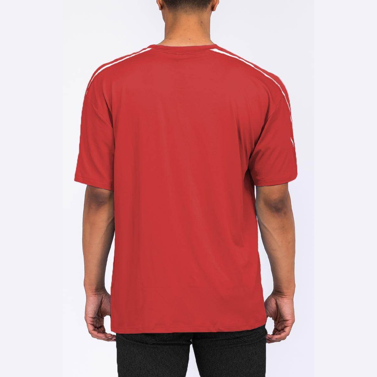 Red Jordan Solid Tape Tshirt - VacationGrabs