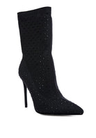 Rag Company black stiletto ankle boots featuring a sleek design and studded embellishments