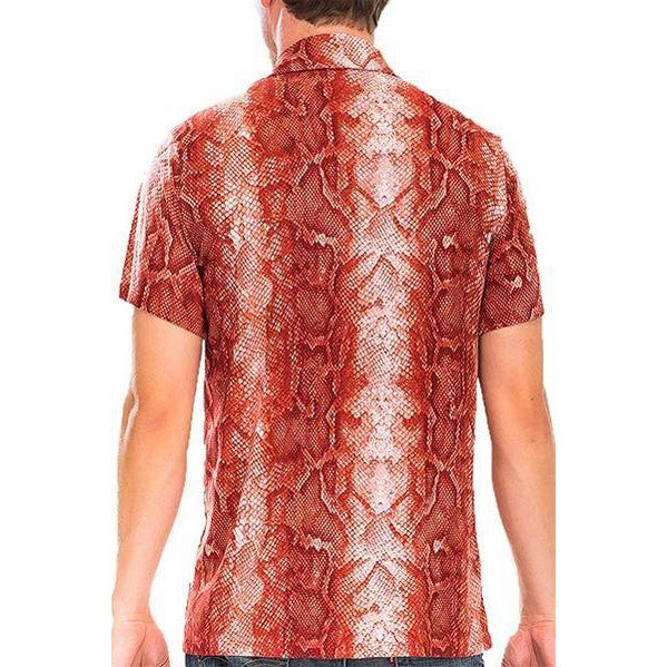 Red Snake Button Down Shirt - VacationGrabs