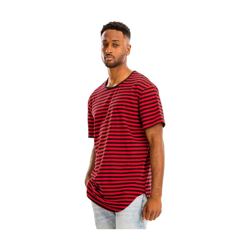 Red Striped Round Neck Tshirt - VacationGrabs